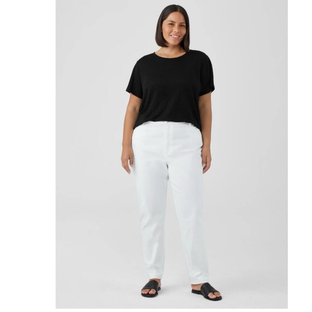 $178 NWT Eileen Fisher High Waisted Slim Full Length White Denim Jeans Sz XL 18